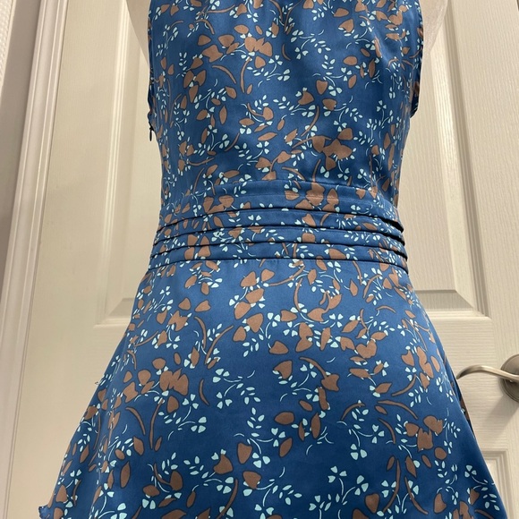 Banana Republic Blue & Grey Cowl Neck Blouse Sleeveless Fitted Sz 6 - Picture 6 of 16